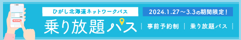 ひがし北海道 乗り放題パス 冬 バナーー 日本語サイト サイズ(240×40)