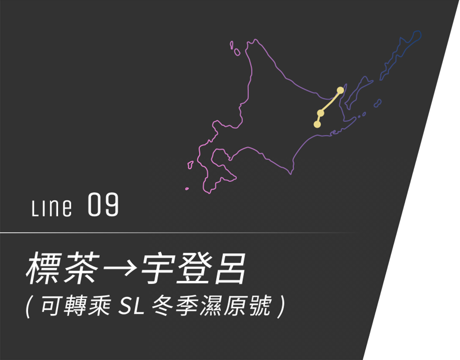 No.9 標茶→宇登呂(可轉乘SL冬季濕原號)