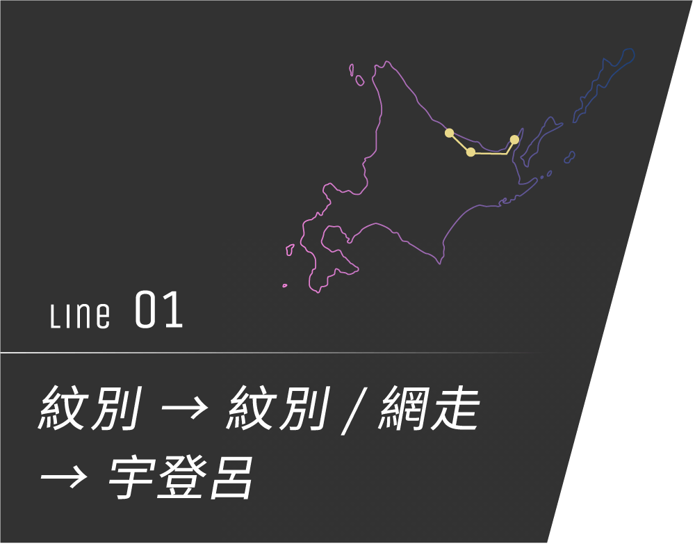 No.1 紋別 → 紋別/網走 → 宇登呂